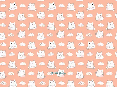 Peachy Pastel Skyline Collection cat design cat pattern clouds digital art digital surface pattern fabric design graphic design home decor pastel art pastel pattern peachy pattern wall decor