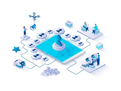 Referral Marketing Isometric Illustration 3d ads advert advertising affiliate customer digital graphic design illustration isometric isometry loyalty marketing people program promotion referral vector web website
