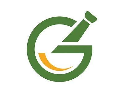 Letter G Pharmacy Pestle Mortar Logo for Sale apothecary buy for sale graphic design laboratory letter g logo medicine mortar pestle pharmaceutical pharmaceutics pharmacy premade professional purchase ready made supplements