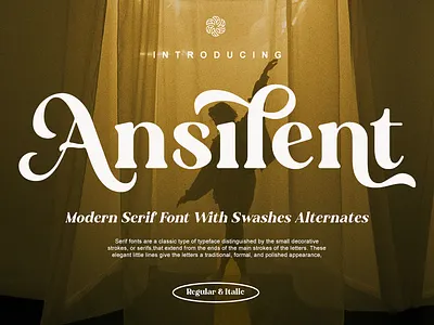 Ansilent - Modern Serif Font With Swashes Alternates branding design elegant fashion font fonts graphic design modern premium serif serif font wedding