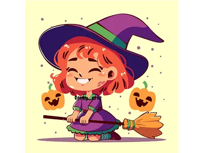 Cartoon Girl Wearing Costume for Halloween autumn befana celebration character creepy culture event festival festive halloween happy holiday horror moon party pumpkin scary spooky traditional witch