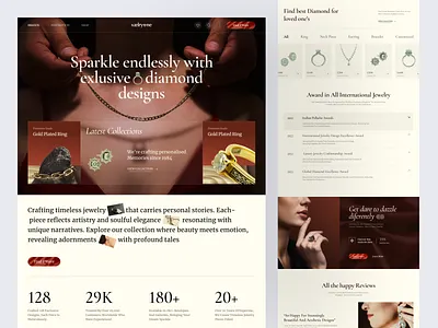 Jewelry E-Commerce Website beauty bracelet design diamond ecommerce elegant gold jewelry landing page luxury necklace ring sale shop shopping ui ui kit ux website