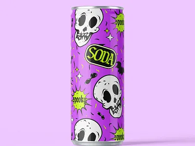 Halloween Skull Soda Pop Can Packaging Design app branding bright colorful design graphic design halloween illustration logo neon packaging packaging design skull tutorial ui ux vector
