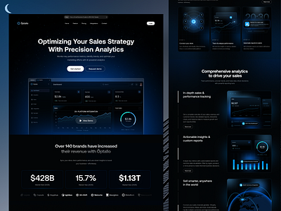 Optalio – CRM & Sales Analytics website ai b2b crm dark mode dashboard gradient landing page platform product design saas service sky snipset software task management team management tecnology webflow webflow template website design