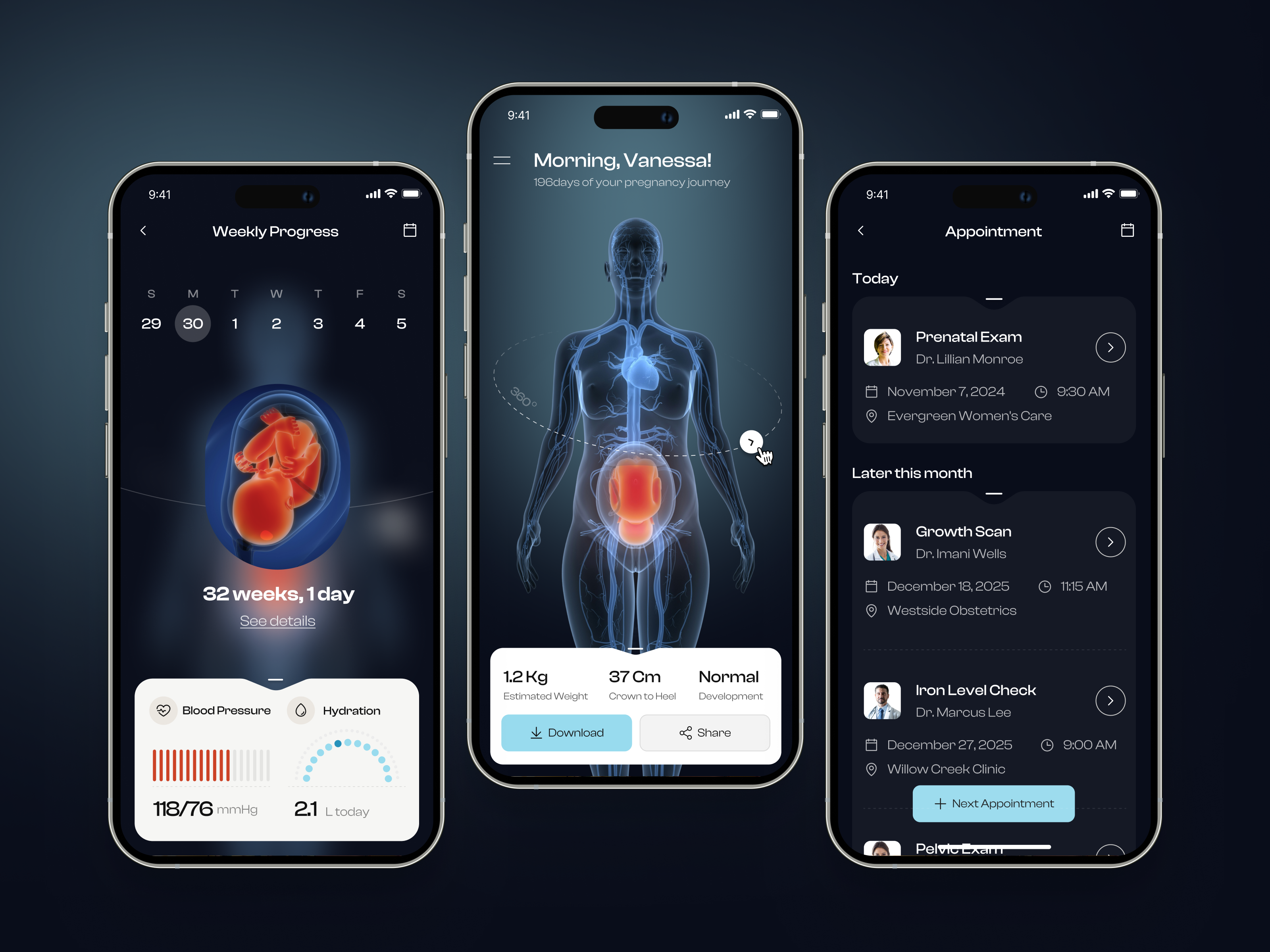 Seto - Pregnancy Progress Mobile App ai baby dark mode doctor health healthcare medicine mobile mobile app period tracker periods phr pregnancy pregnancy planner pregnancy progress pregnant scanning technology tracker women