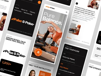 Pulse & Poise – Pilates Mobile Responsive design figma gym health landing page minimal mobile design mobile responsive orange pilates service training ui ui ux website yoga