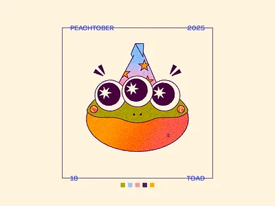 Peachtober Day 18: Toad 2d amphibian animal character creature cute eyes fantasy frog illustration magic peachtober reptile star toad wizard