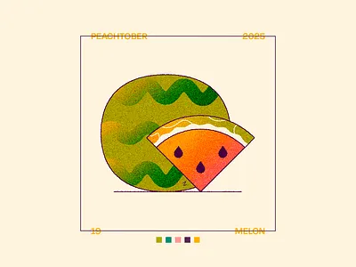 Peachtober Day 19: Melon 2d eat farm fruit grainy illustration juicy melon peachtober seed watermelon