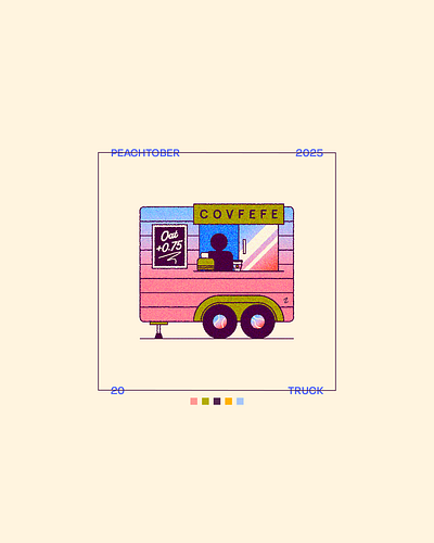 Peachtober Day 20: Truck 2d cart coffee food illustration order peachtober service stand truck vehicle