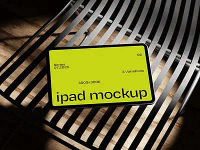 Realistic iPad Mockup Scene 3d branding branding mockup creative scene device digital showcase graphic design ipad mockup ipad pro ipad pro mockup metal chair minimal mockup natural light psd realistic tablet mockup ui presentation