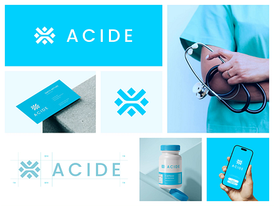 Acide - Smart Health Branding animate brand brand identity brand visual branding branding design business card health logo logo design logo mark logos medical medicine pharmacy print visual branding visual design visual identity