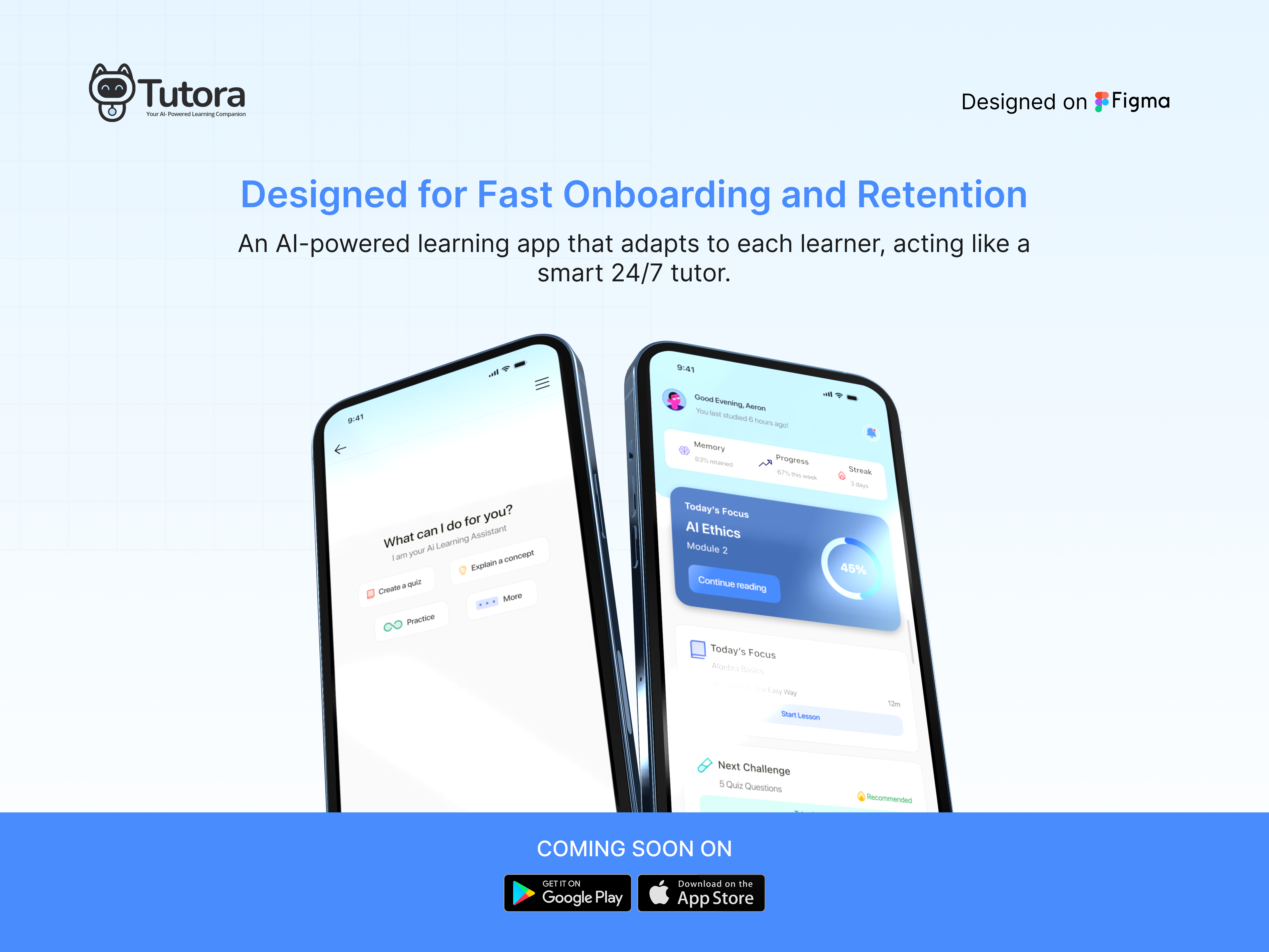 Tutora – AI Learning Mobile App UI/UX edtech figma product design prototype uiux usability testing
