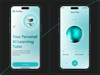 Tutorly – AI Powered Learning Experience Mobile App UI/UX ai ai app ai assistant ai chatbot ai powered application artificial intelligence ui