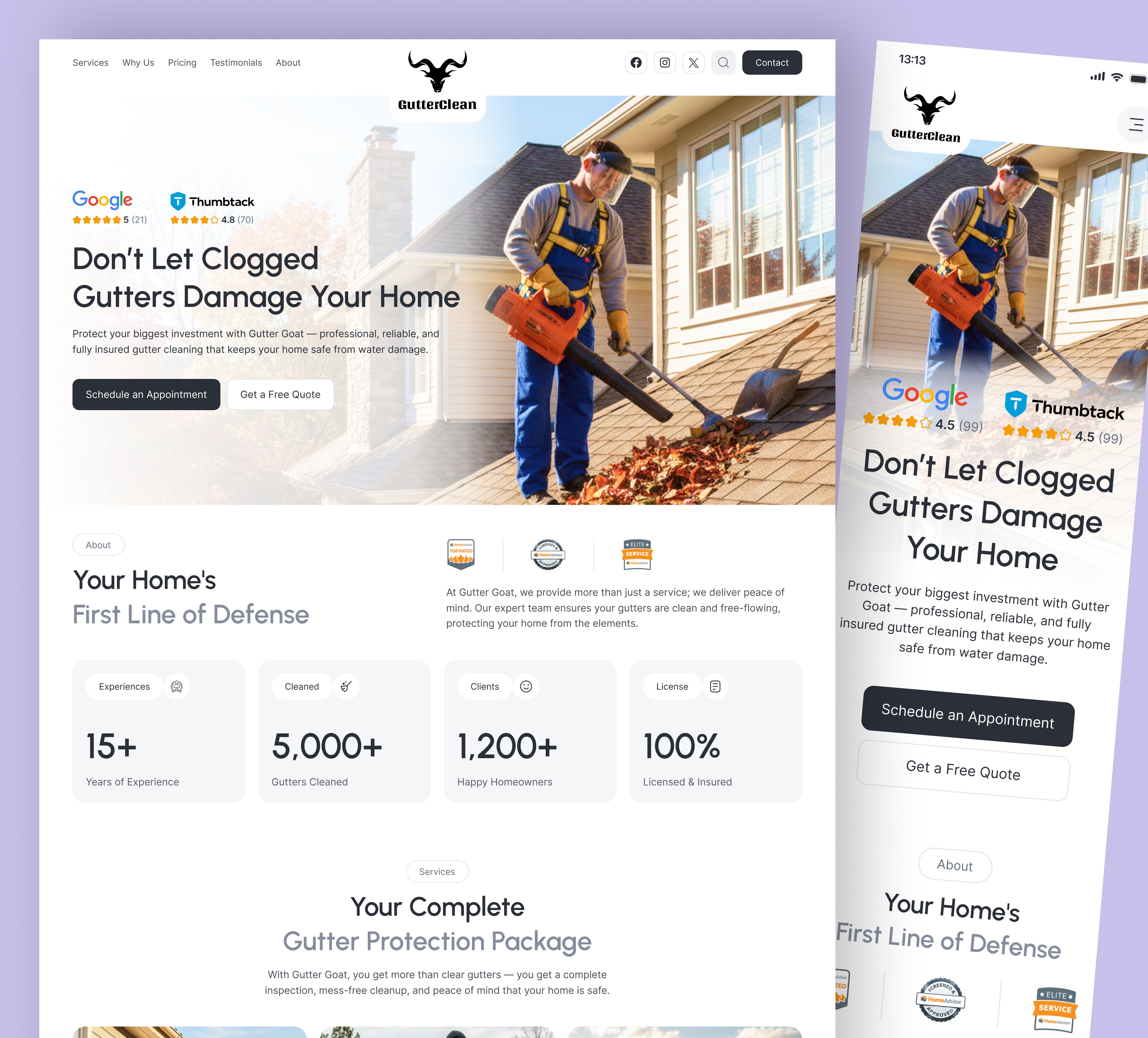 Roof Gutter Services Landing Page Design clean service design gutter clean gutter clean service gutter website interface design landing page radiyal real estate roof clean roof install roofing service roofing website ui ui design user interface web design web ui design website design wordpress