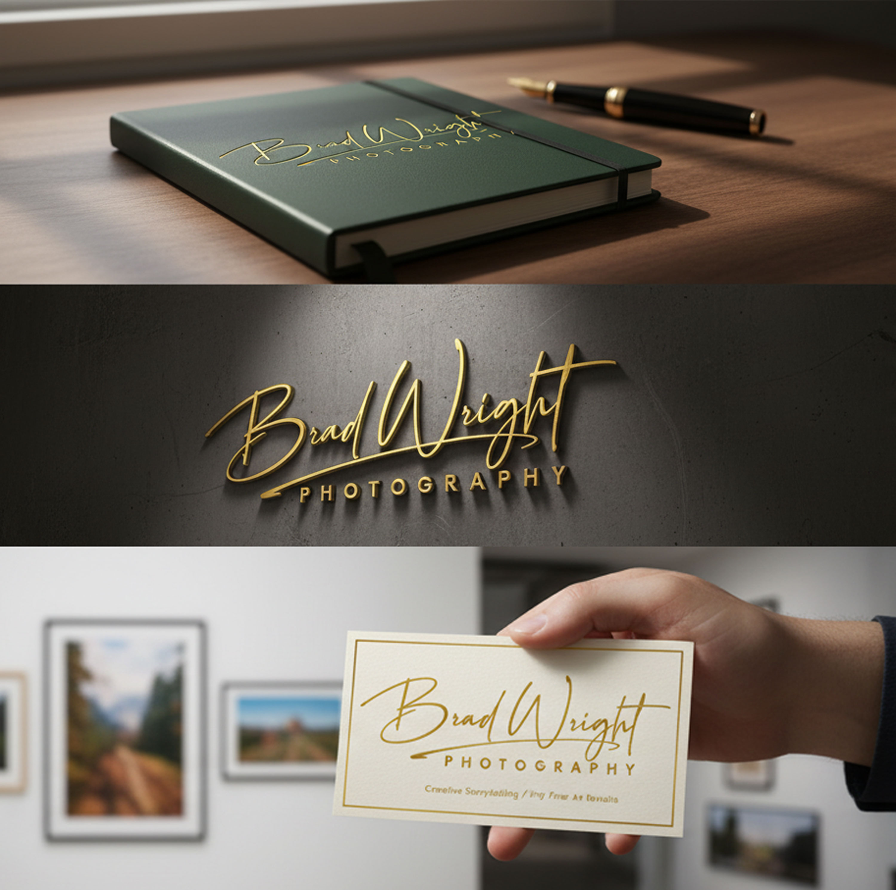 Premium Photography Brand Identity | Custom Hand-Lettered Logo brandidentity branding customtypography designer elegantdesign embossing fineart goldfoil handlettering logodesign logotype luxurybranding mockup photographylogo premium scriptlogo stationery typography visualidentity wordmark