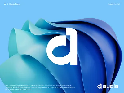 Letter A with Music Note Negative Space logo typographic logo