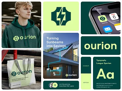 Ourion | renewable Solar energy Branding brand identity branding custom logo iconic logo logo logo design solar energy logo timeless logo