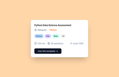 Assessment Template Card UI assessment code tech test ui