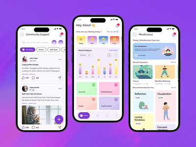 MindEase: AI Mental Health Companion App app design graphic design mental health ui ux