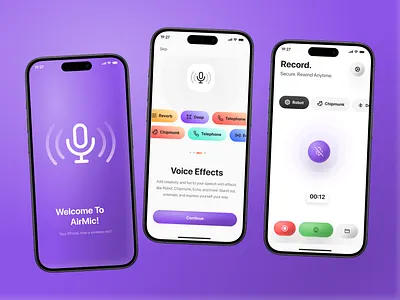 Air mic App 3d animation app landin gpage branding graphic design logo motion graphics real app ui