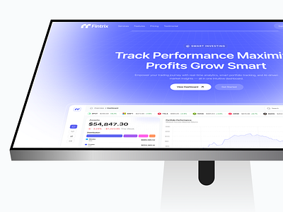 Smart Trading Dashboard Landing Page aitrading analyticsdashboard dashboardui financeapp financedashboard fintechdesign fintrix investmentapp landingpagedesign portfoliotracker stockmarketapp tradingdashboard uidesign uxdesign webdesign
