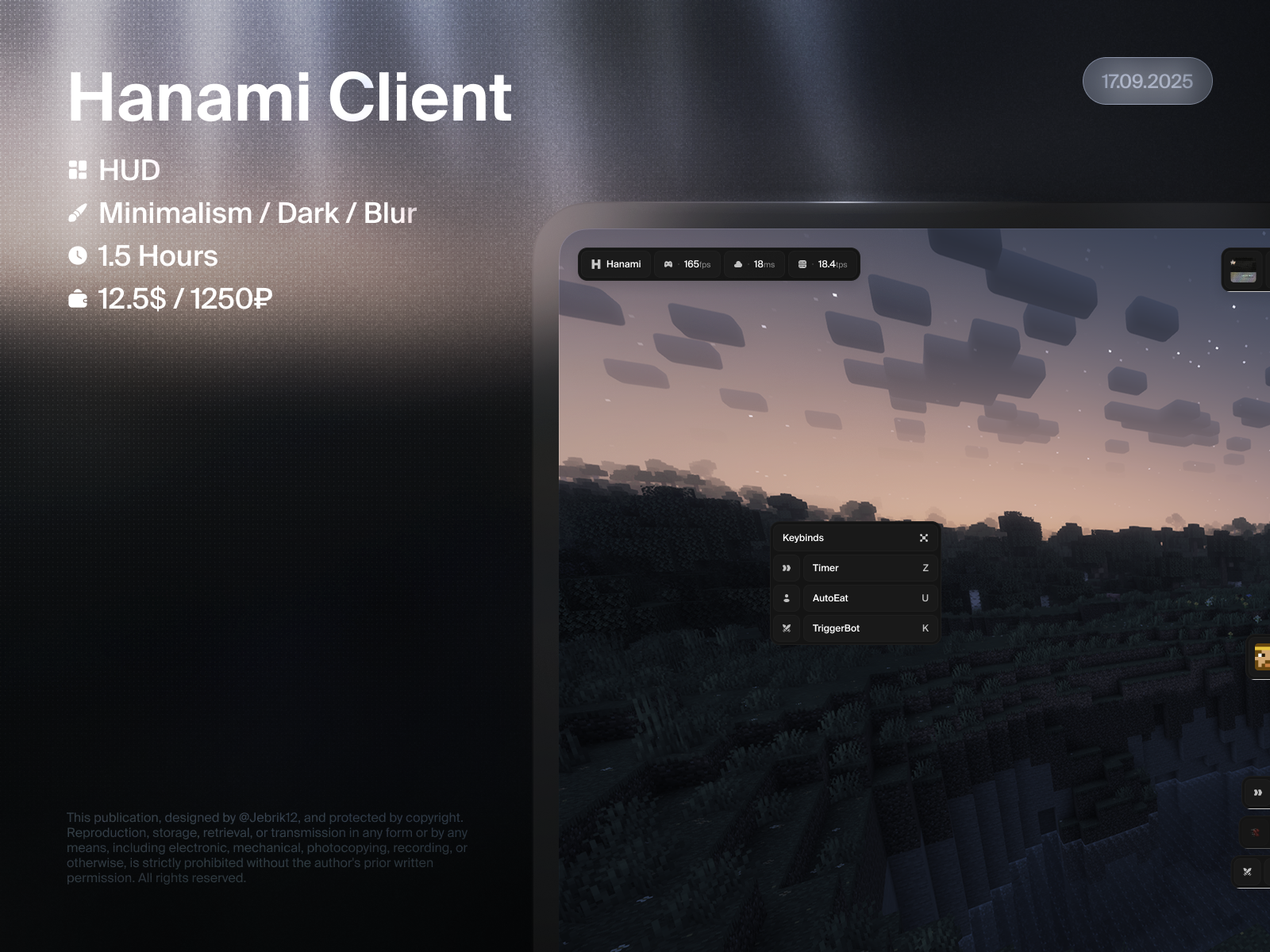Hanami Client cheat game hack hud minecraft ui uiux uix ux