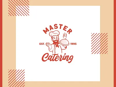 MASTER Catering Chef Mascot Logo Design brand identity branding design design logo flat graphic design icon illustration logo logo design logos logotype mascot minimal minimalist modern ui unique