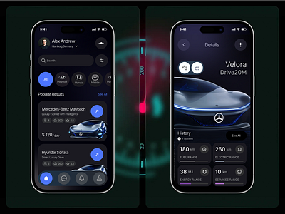 Car Rental App – Dark Theme UI Design automobile booking app car app cars dark mode dark theme drive mobile mobile app modern product design rent rental rental car reservation schedule tesla ui design uiux