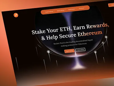 Decentralised Ethereum Website Header blockchain crypto crypto landing crypto platform cryptocurrency defi design ethereum exchange finance decentralized fintech landing page landing page design liquid network protocol rocket staking web design web3 website
