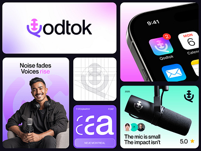 Qodtok™ - Branding Design for Podcasting Platform SaaS Software app icon brand book brand guidelines brand identity brand style guide branddesign branding creative logo creativebranding design logo microphone minimal design minimalist logo modern logo podcast podcasting sound talkshow visual identity