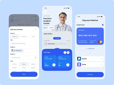 AI Medical Surgery App | Doctor Appointment UIUX ai app appointment app booking checkout credit card doctor health tech healthcare indicator medical medical assistance payment progress progress bar schedule surgeries surgery app telemedicine ui design uiux