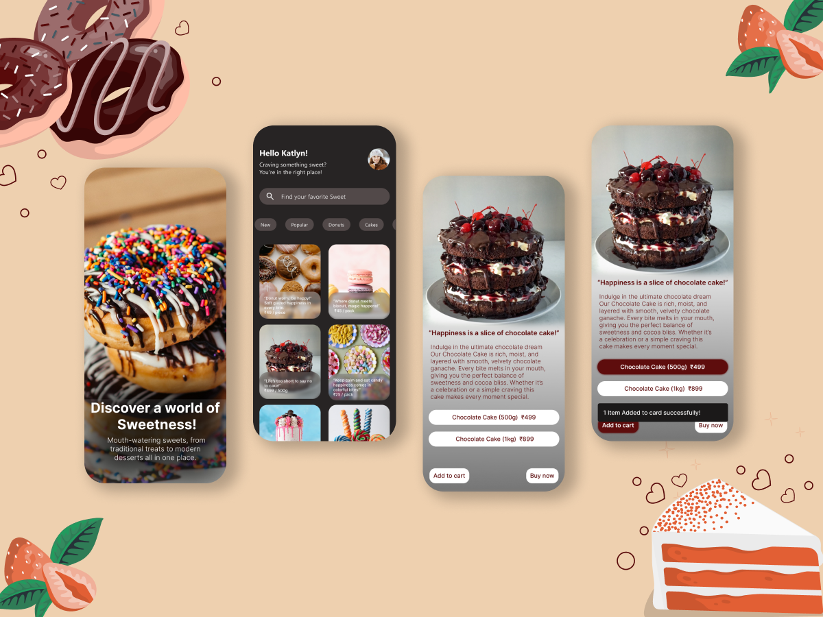 Dessert App Design aesthetic design dessert application design food application sweet app ui and ux design