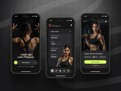 Fitness Mobile App Concept app concept dark fitness fitness app mobile app mobile application mobile interface sport app ui uiux ux