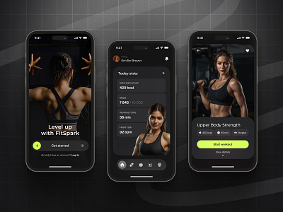 Fitness Mobile App Concept app concept dark fitness fitness app mobile app mobile application mobile interface sport app ui uiux ux