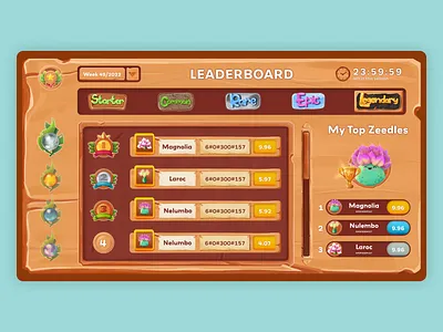 Zeedz - Game Leaderboard UI 2dgame character design dashboard design designinspiration dribbble figma gamedesign gameui gui illustration interface leaderboard nfts playtoearn productdesign ui web3 zeedle zeedz