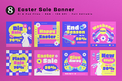 Pink Flat Design Easter Sale Banner discount easter pink promo promotion sale sales