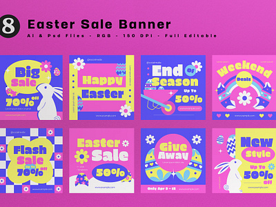 Pink Flat Design Easter Sale Banner discount easter pink promo promotion sale sales
