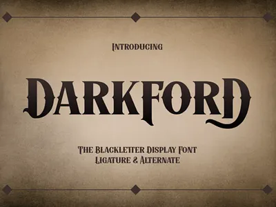 Darkford Font blackletter font fantasy serif font gothic display typeface medieval lettering