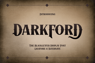 Darkford Font blackletter font fantasy serif font gothic display typeface medieval lettering