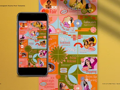 Orange Retro Engagement Fashion Instagram Puzzle engagement fsahion instagram puzzle orange retro social media