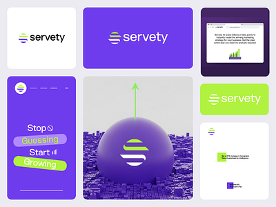 "Servety AI Branding – Growth-Driven Visual Identity Unsued Logo ai branding brand brand identity brand storytelling branding data visualization ui design forecasting platform graphic design illustration logo logo design minimal minimal tech identity mobile ui branding modern saas branding startup identity tech logo design ui