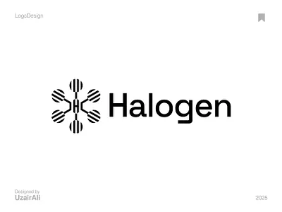 Halogen logo design Letter H and connectivity logo concept bonding brand identity branding comb logo connection connectivity design graphic design h logo halogen letter h logo logo design minimal modern