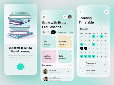 Education Mobile App app app design app interface application ui best ui e larning education app illustration learning platfrom mobile mobile app mobile ui modern ui online class online education app ui uiux ux