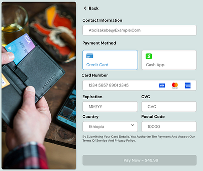 Credit card checkout page userexperience