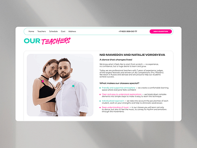 About teachers | Website design for "Yappie Dance studio" bachata dance design ui ux web design website
