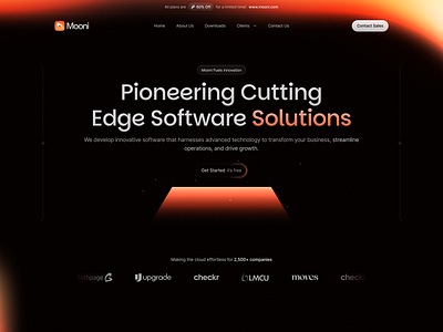 Mooni Landing Page 🏵️ dark page design header hero landing landing page saas hero saas page ui website
