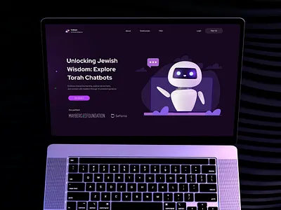 Torah Artificial Intelligence - Landing page ai ai chat branding chatbot design drumncode education interface landing page learning responsive study torah ui ux web design web development