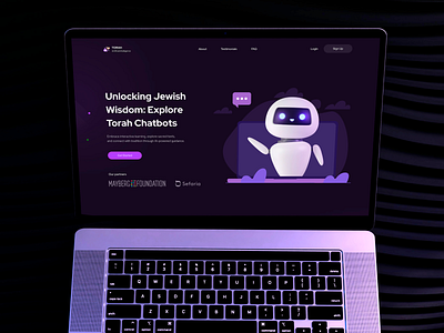 Torah Artificial Intelligence - Landing page ai ai chat branding chatbot design drumncode education interface landing page learning responsive study torah ui ux web design web development