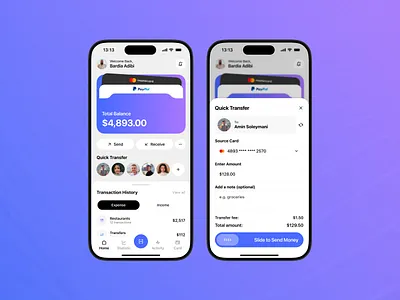 Bank payment app - UI Design app app design bank bank app banking app clean ui finance ios iphone light mode minimal ui mobile design modern ui money pay payment transfer ui ux