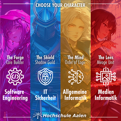 Choose your Character: Which Study course fits you anime anime add anime game add choose your character choose your fighter computer science add cybersecurity add gamification graphic design informatics media informatics social media social media add software engineering study course add studying informatics university add